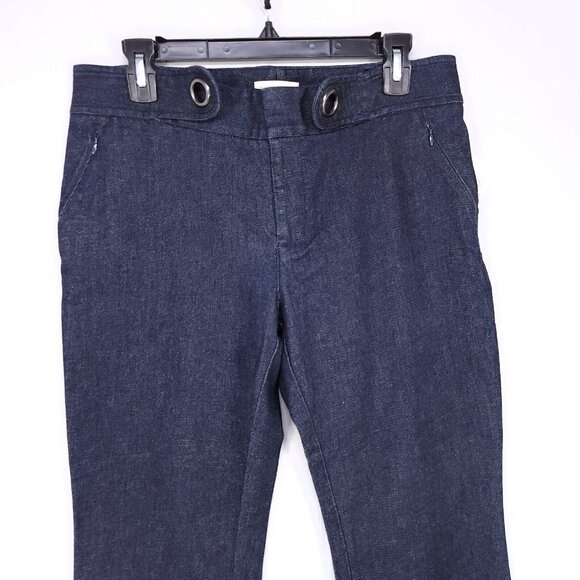 Anthropologie Jeans Women 8 The Essential Crop Flare Blue Denim Dark Zip Pockets - Picture 3 of 13